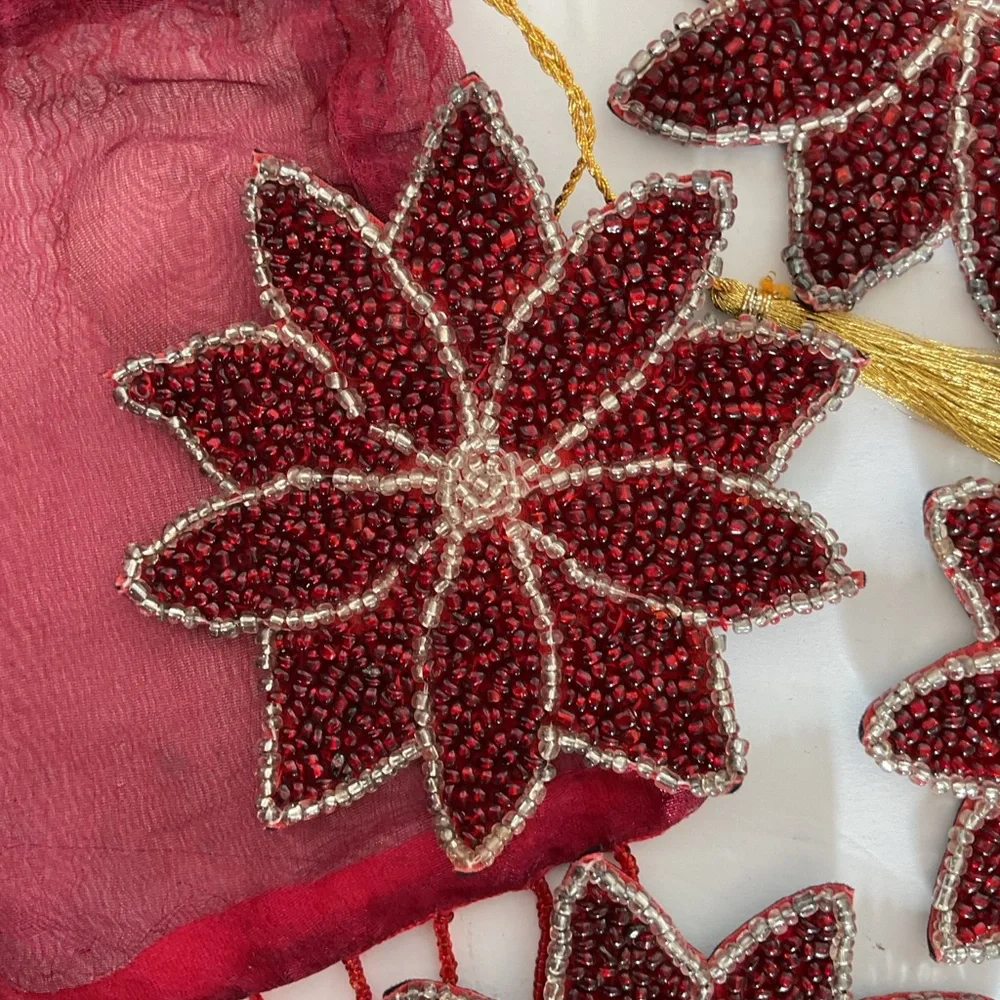 NWOT Red beaded poinsettia coasters